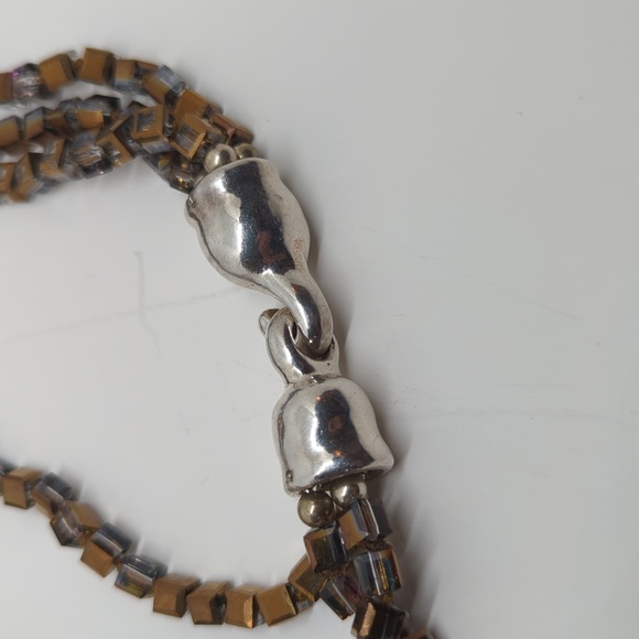 Simon Sebbag Sterling Silver Pendant and Coated Glass Bead Necklace - Picture 6 of 7